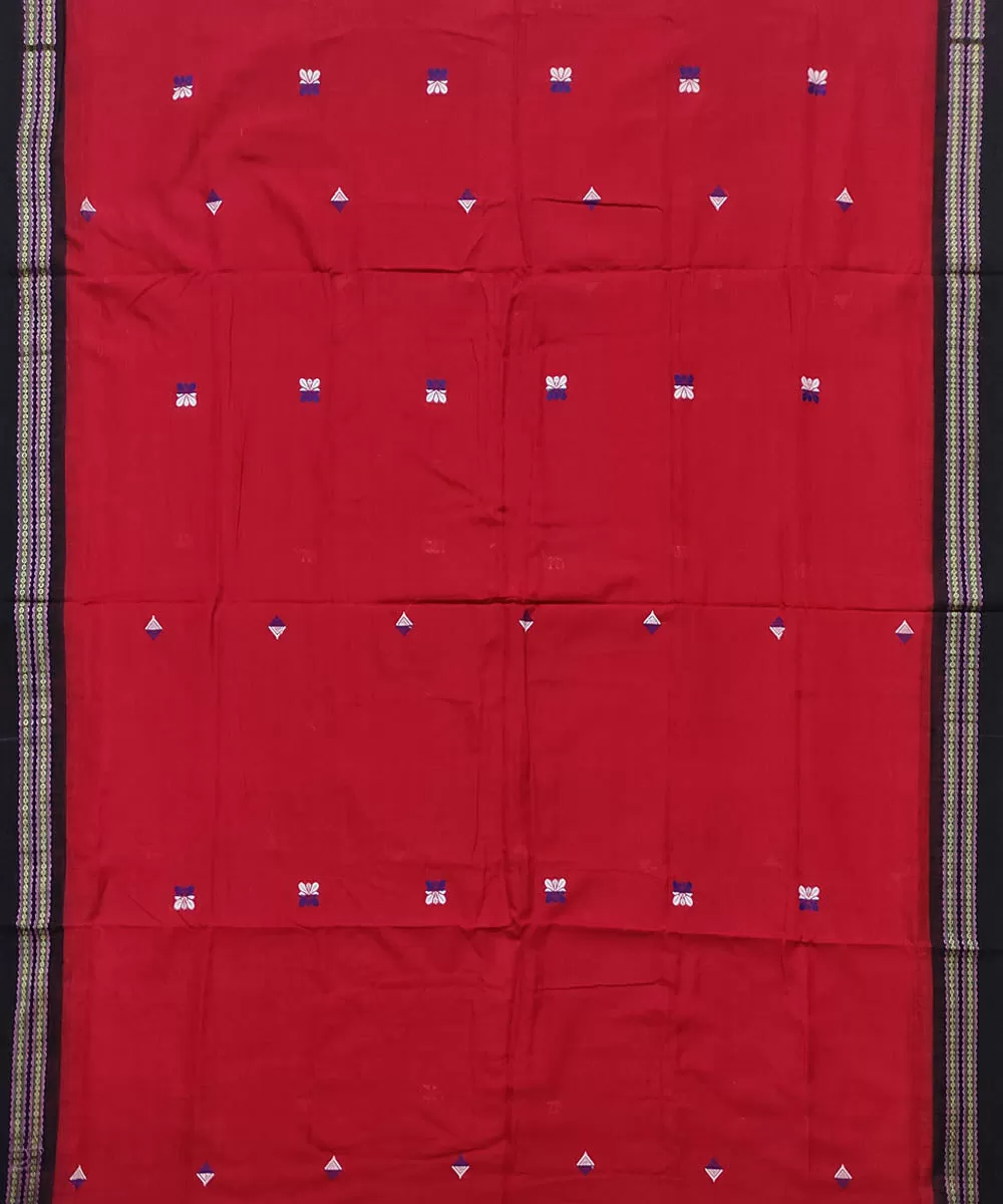 Red black cotton handloom dongoria saree