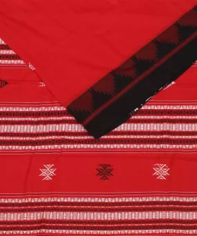 Red black cotton handwoven kotpad saree