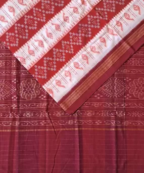 Red cream cotton handloom nuapatna saree