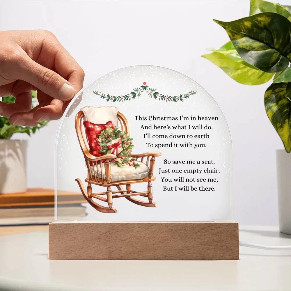 Remembrance Gift Missing Loved One, Christmas in Heaven, Condolence Memorial Acrylic LED Plaque