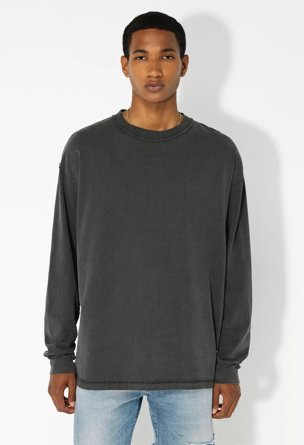 Reversed Oversized LS Tee / Washed Black