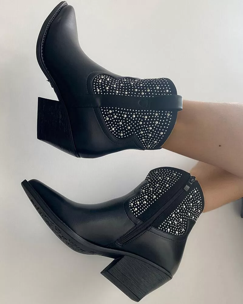 Rhinestone Ankle Boots