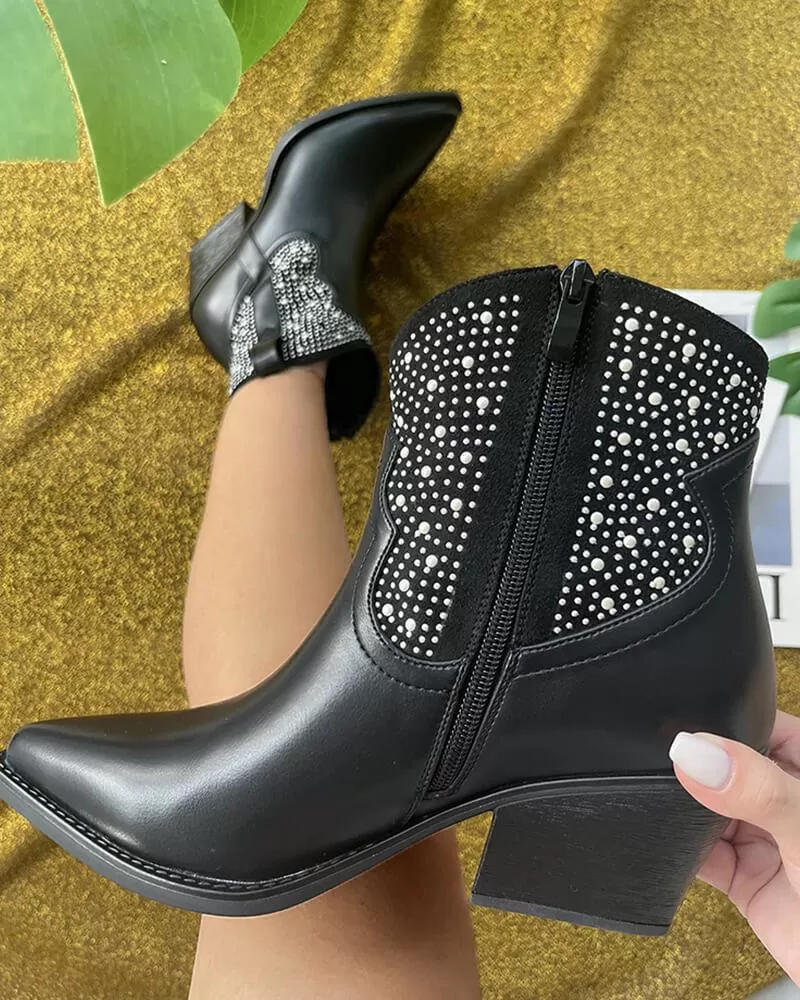 Rhinestone Ankle Boots