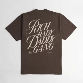 Rich Baby Daddy Gang Crest Ultra Heavyweight T-shirt- Mocha