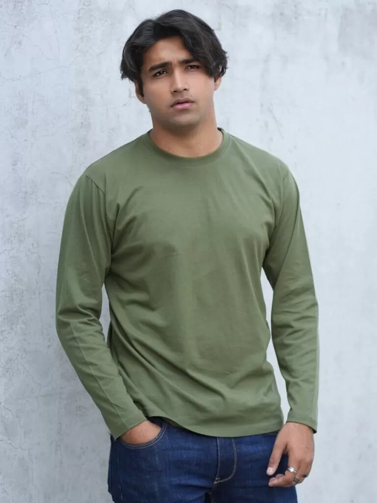 Round Neck Olive Full Sleeve