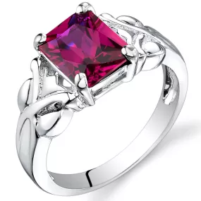 Ruby Radiant Cut Sterling Silver Ring Size 5