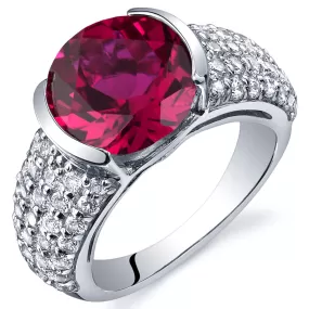 Ruby Round Cut Sterling Silver Ring Size 6