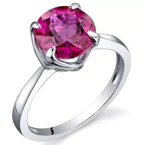 Ruby Round Cut Sterling Silver Ring Size 7