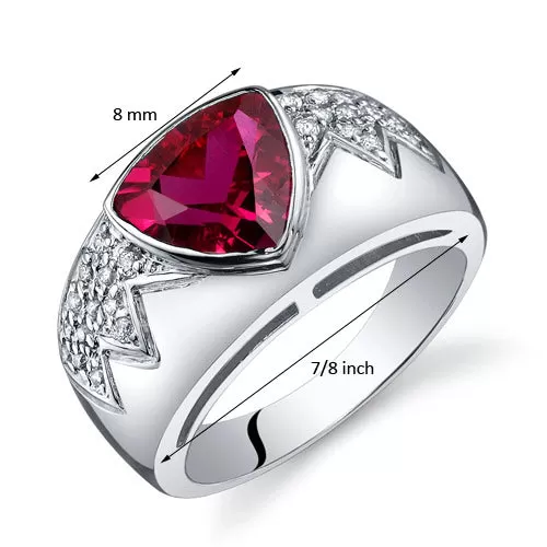 Ruby Trillion Sterling Silver Ring Size 6