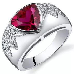 Ruby Trillion Sterling Silver Ring Size 6