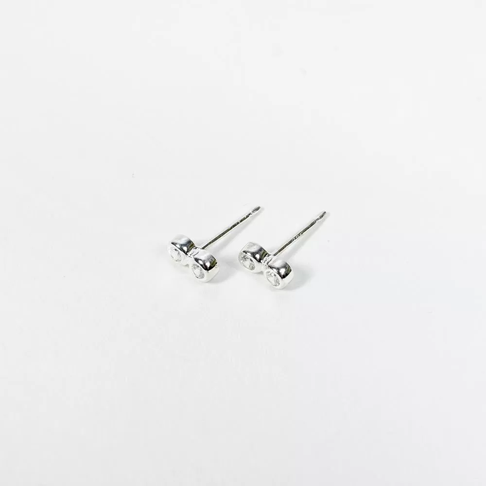 Silver Crystal Solitaire Studs