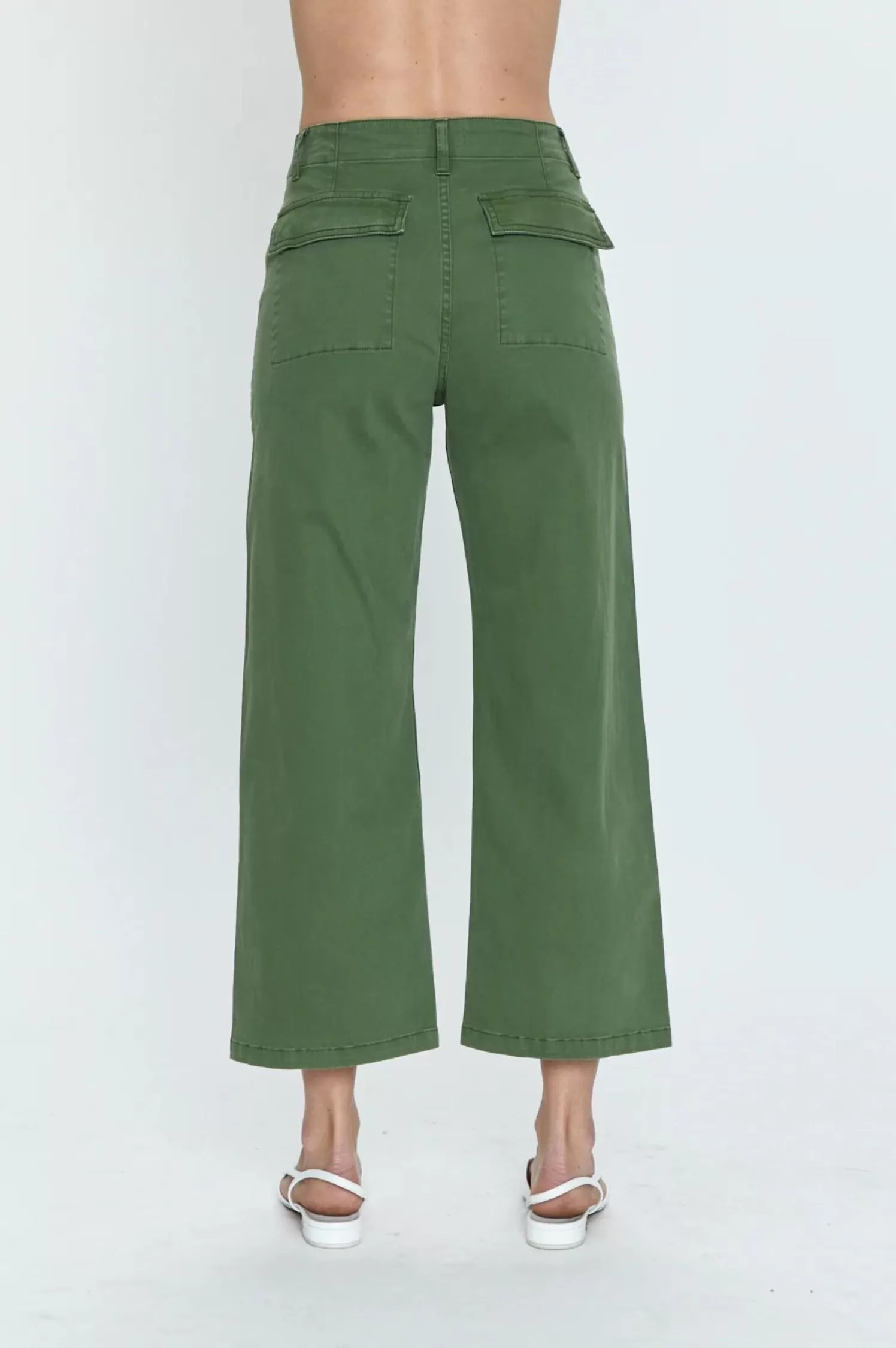 Sophia Wide Leg Utility Ankle- Basil