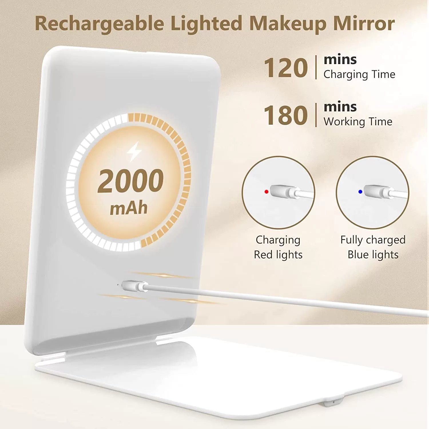 Spring Travel Makeup Mirror with 10X Magnifying Mirror, Vanity Mirror with 80Leds