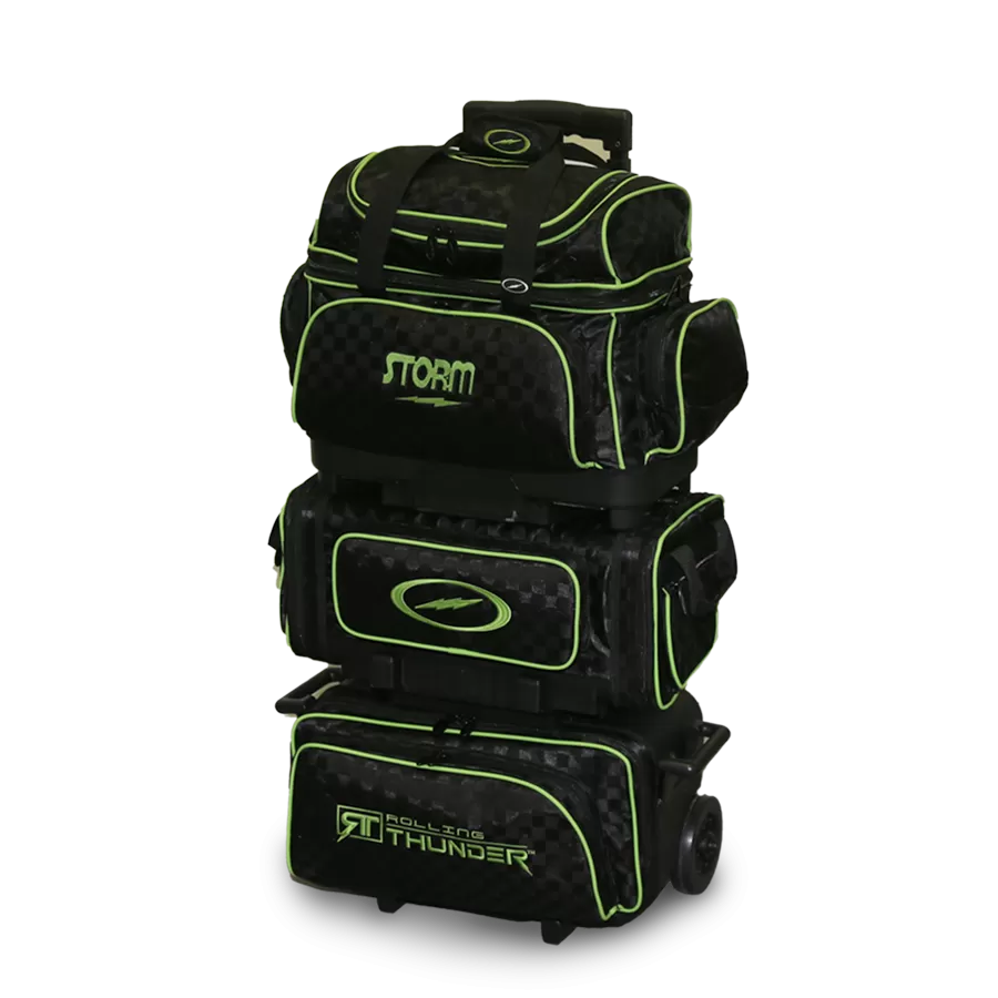 Storm Rolling Thunder 6 Ball Roller Checkered Bowling Bag Black/Lime