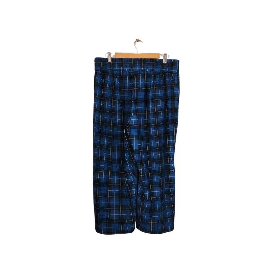 Style & Co Blue & Black Checked Wide-leg Cropped Pants | Brand New |