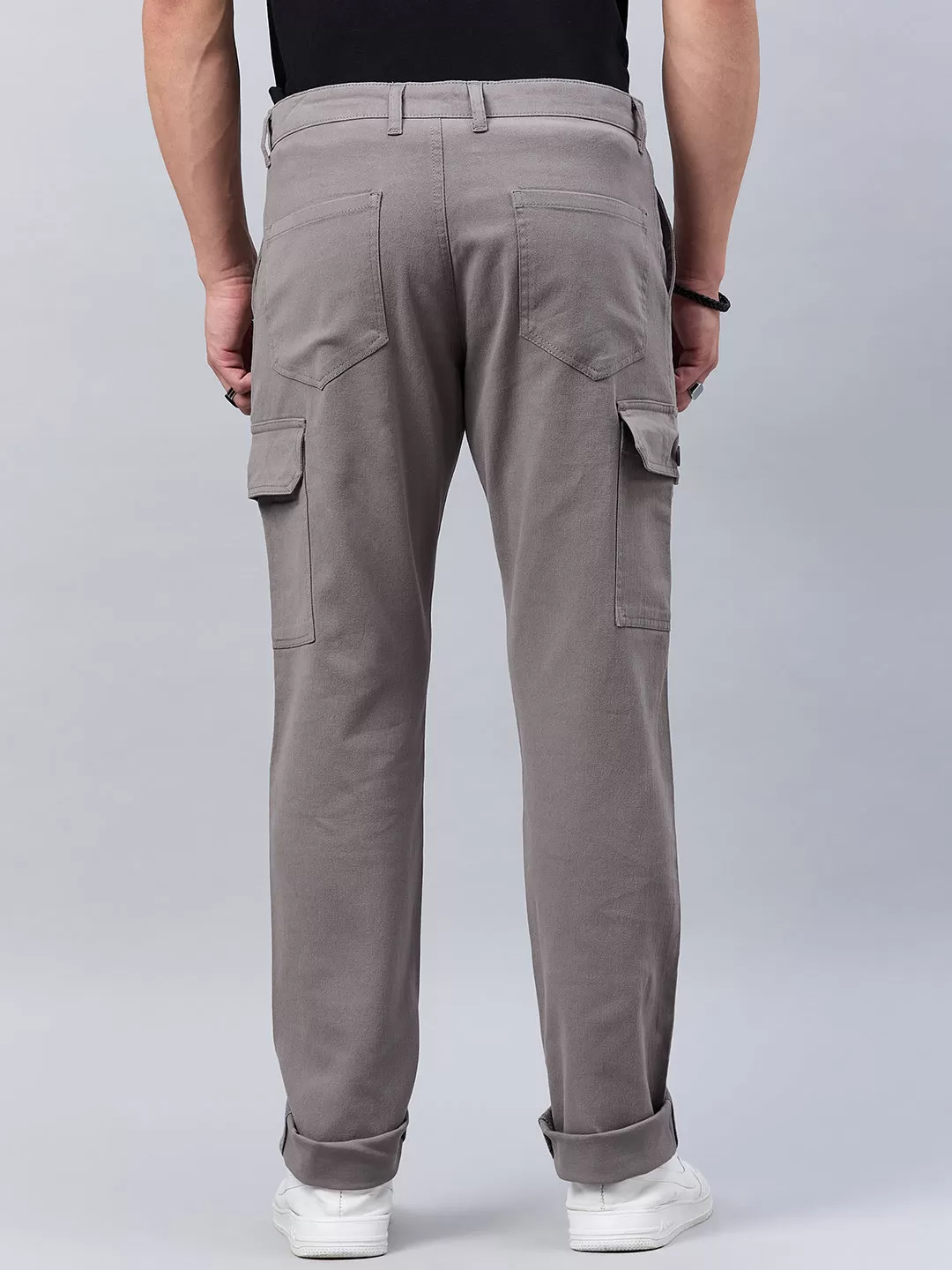 Style Quotient Men Grey Stretchable Cargo Trouser