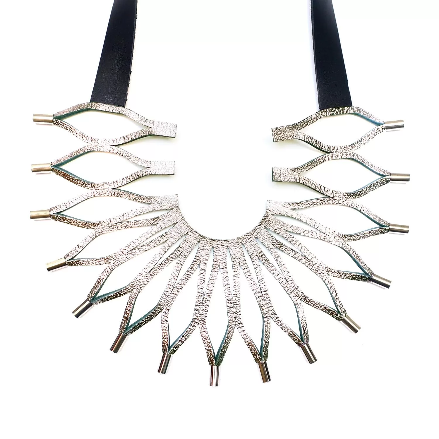 Sunflower Red leather bib necklace