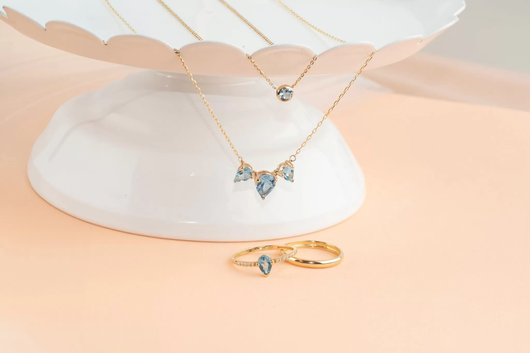 Teardrop Shaped Swiss Blue Topaz Necklace