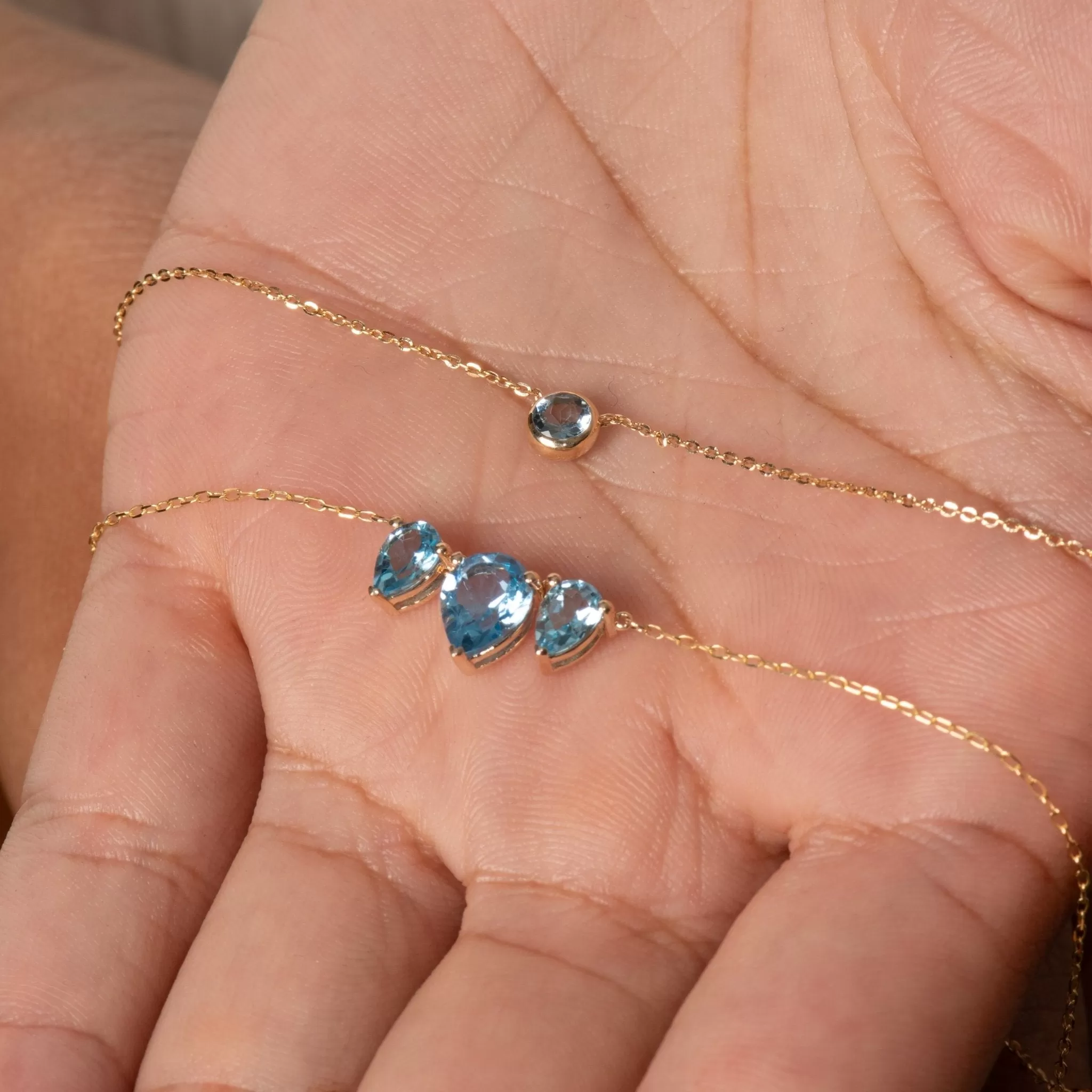 Teardrop Shaped Swiss Blue Topaz Necklace