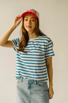 The Abbott Crew Striped Tee in Blue