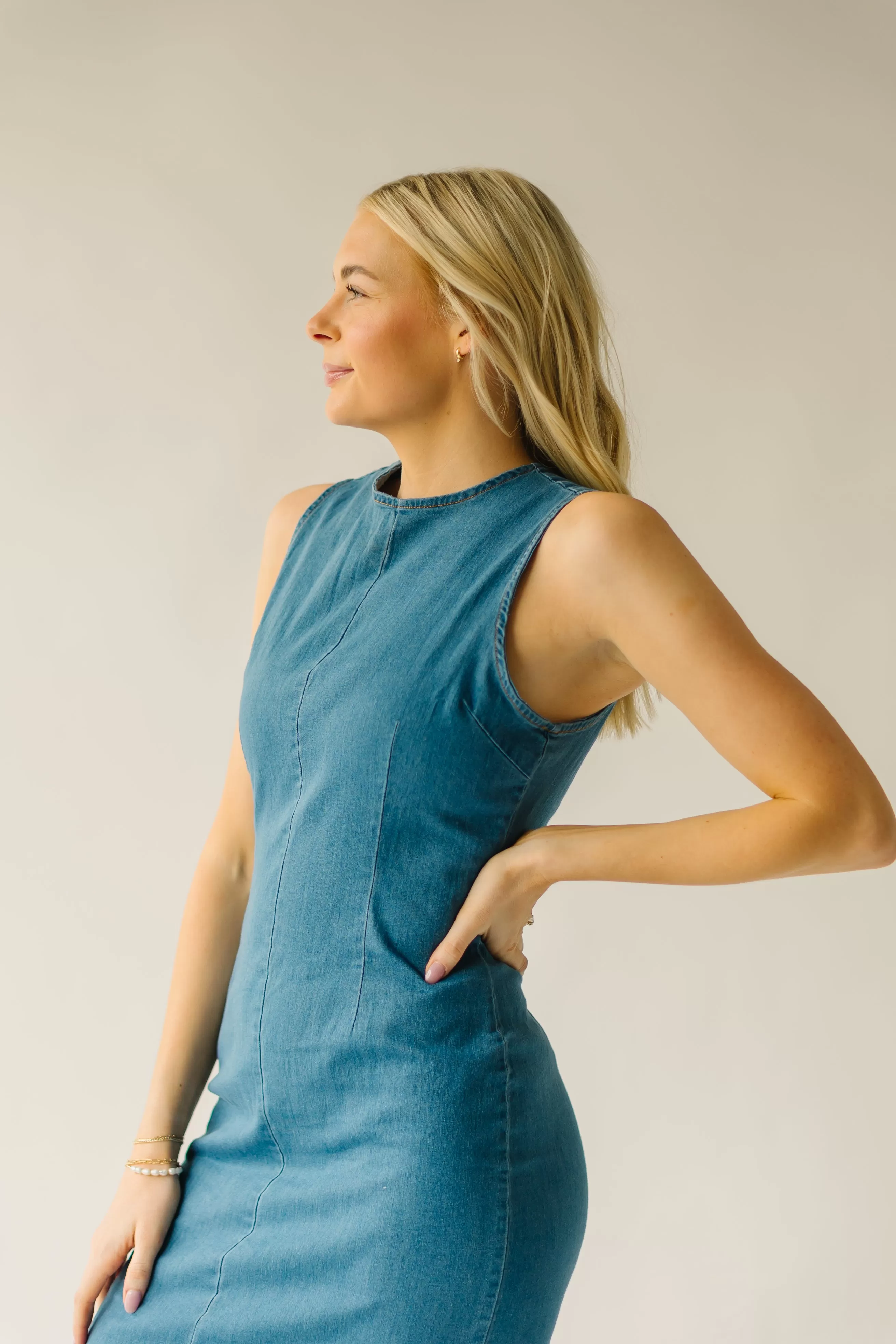 The Aukland Denim Midi Dress in Blue