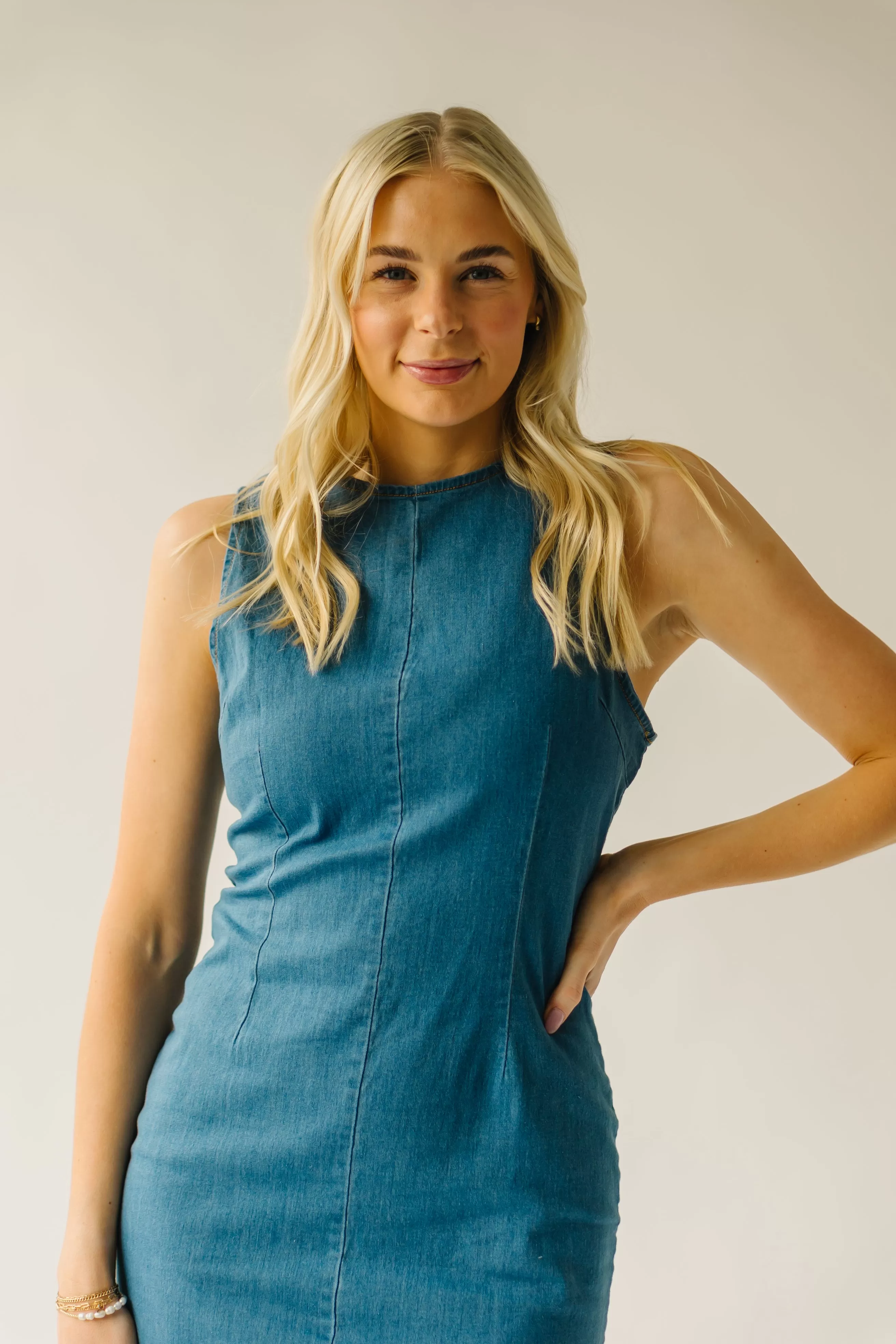 The Aukland Denim Midi Dress in Blue