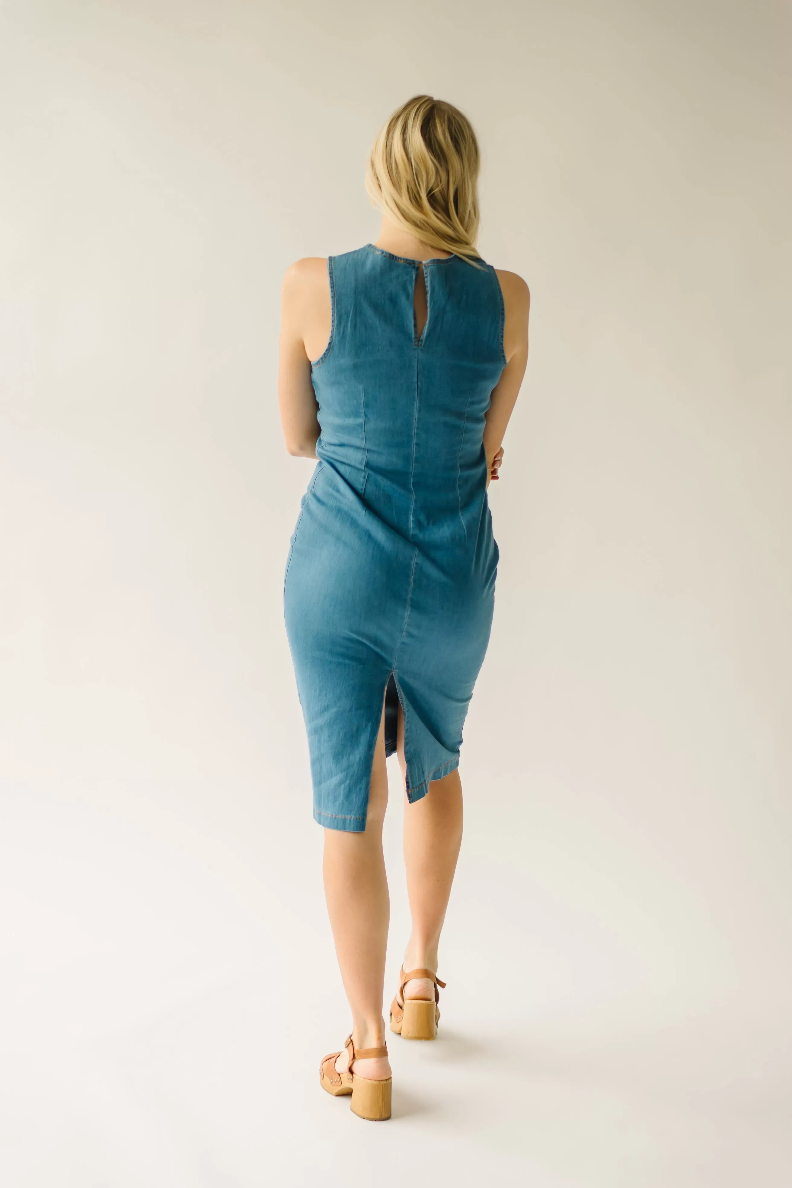 The Aukland Denim Midi Dress in Blue