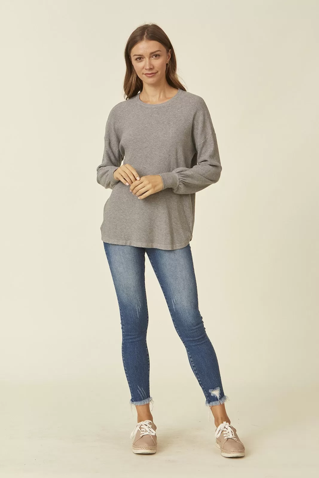 Thermal Sweater Top in Gray