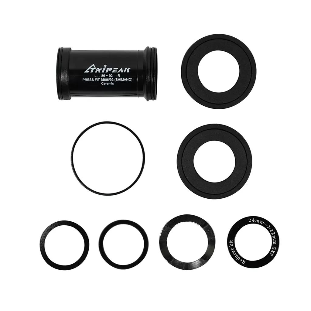 Tripeak BB86 Pressfit Bottom Bracket, Ceramic, Shimano - 86-92mm - Black