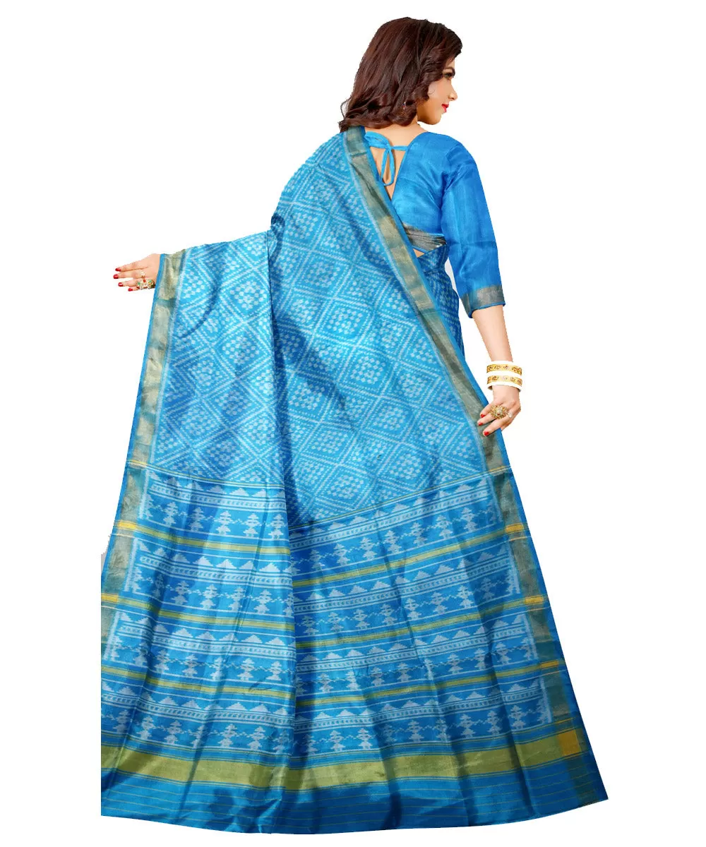 Turquoise silk handloom patola saree