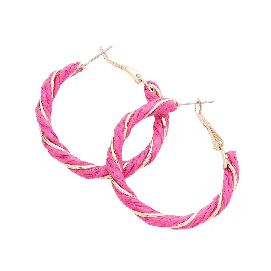 Twisted Raffia Hoop Earrings