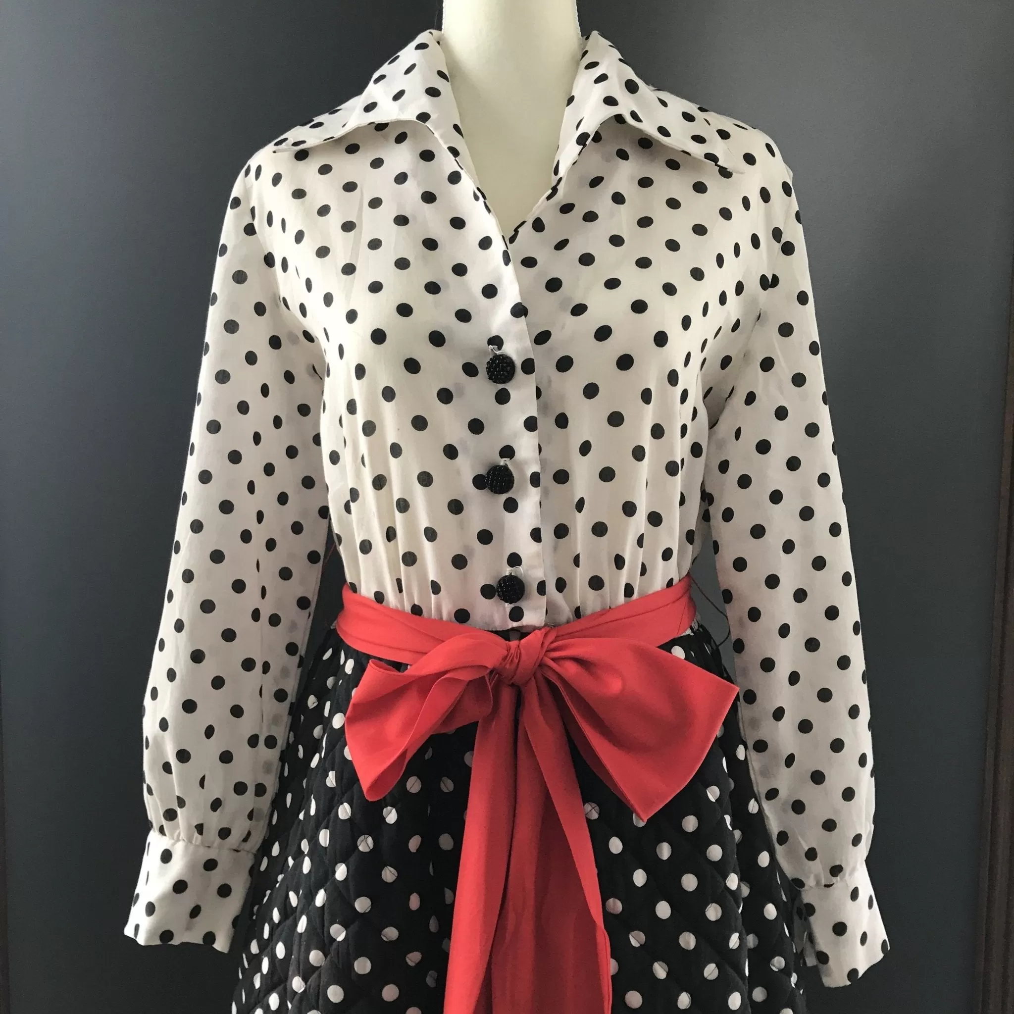 Vintage Polka Dot Rockabilly Lounge Gown for Saks Fifth Avenue.