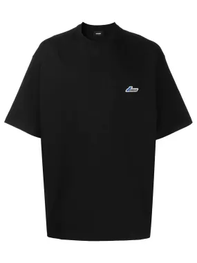 We11done Black Oversized Logo-Patch Tee