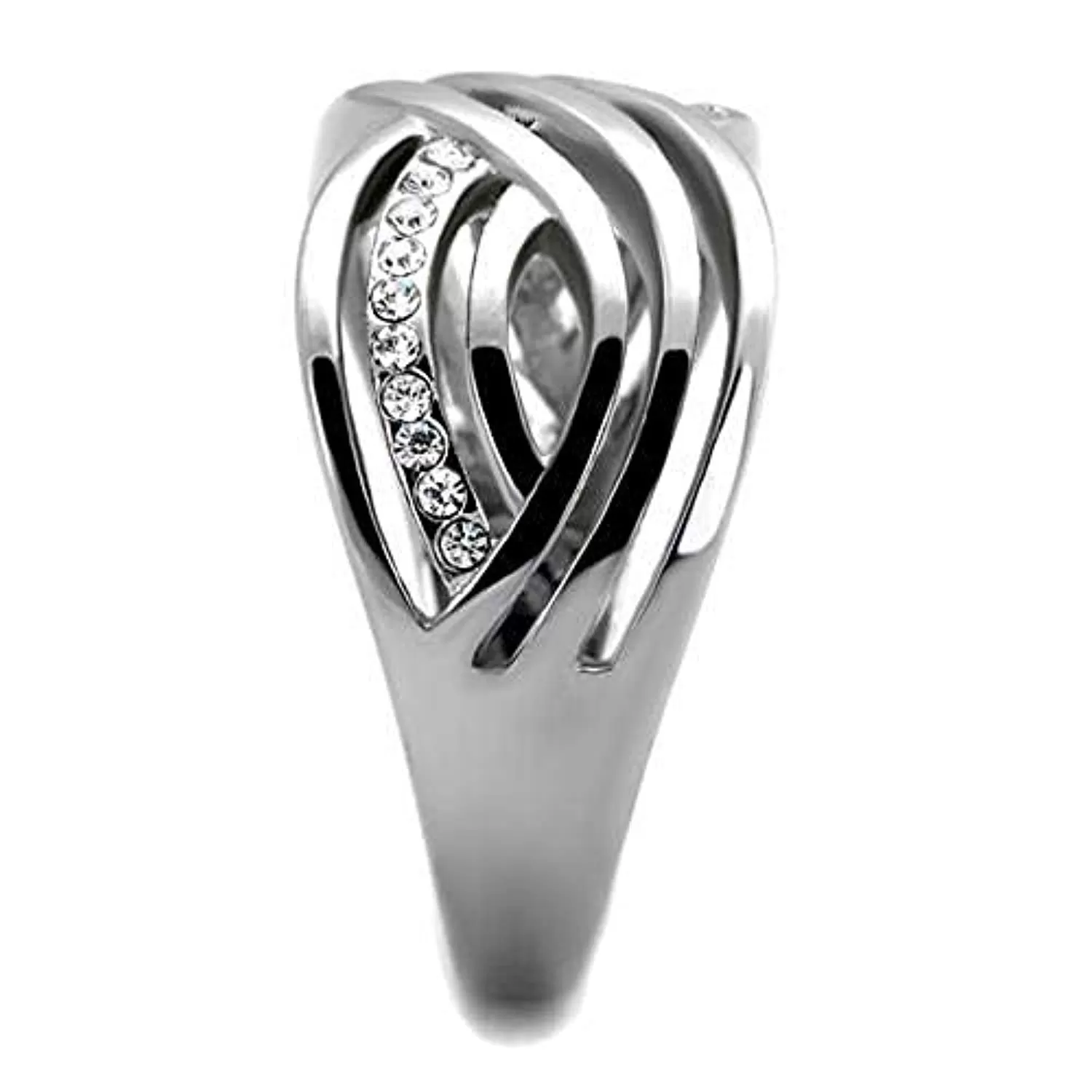 WildKlass Stainless Steel Ring High Polished (no Plating) Women Top Grade Crystal Clear