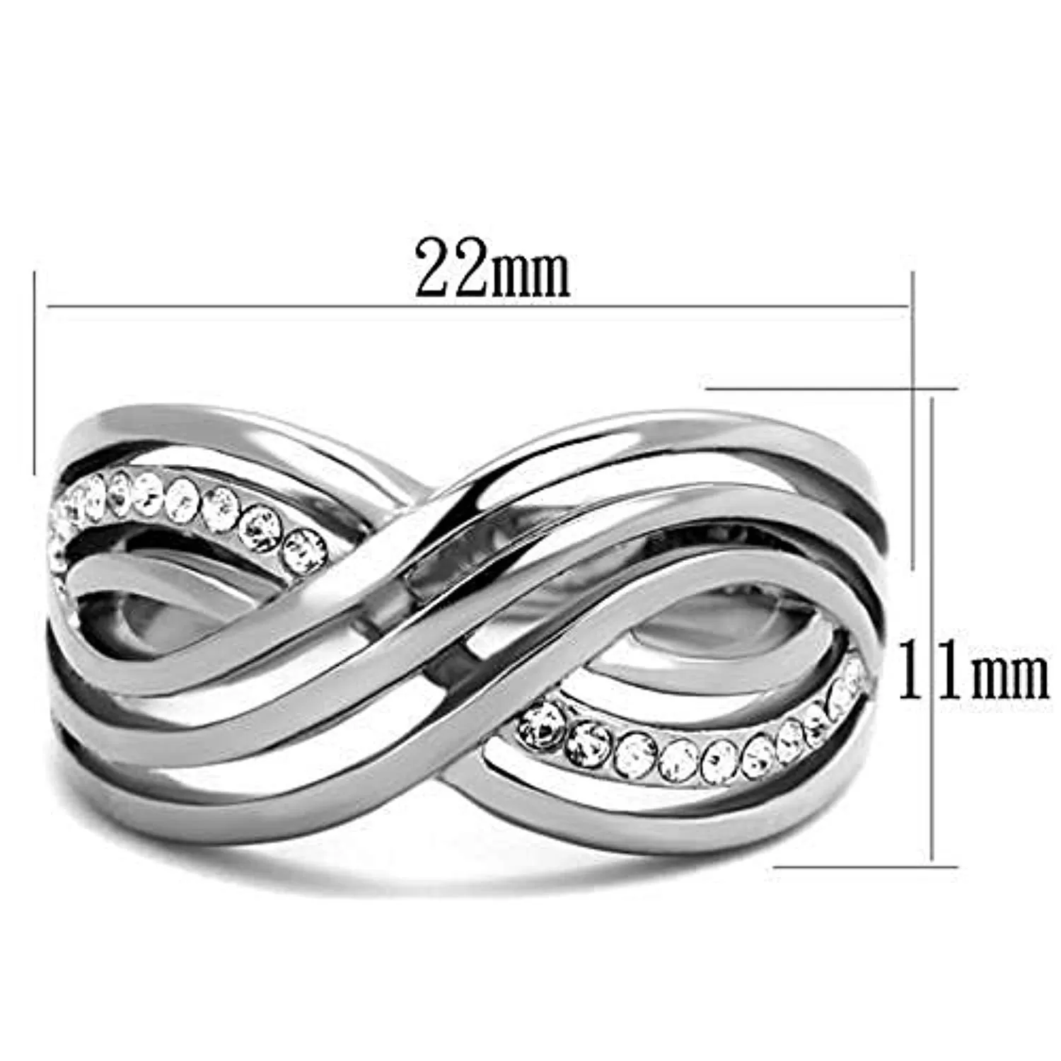 WildKlass Stainless Steel Ring High Polished (no Plating) Women Top Grade Crystal Clear