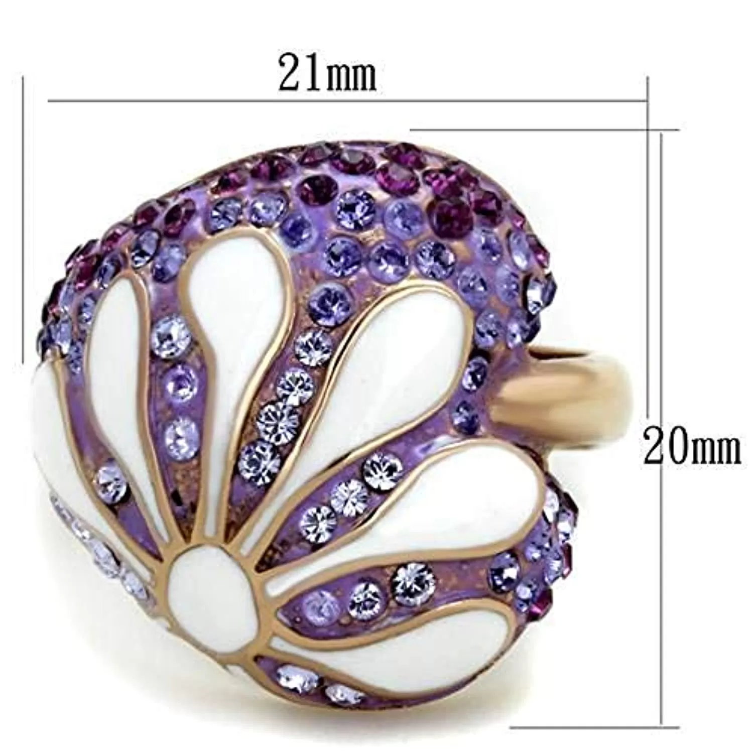 WildKlass Stainless Steel Ring IP Rose Gold Women Top Grade Crystal Multi Color