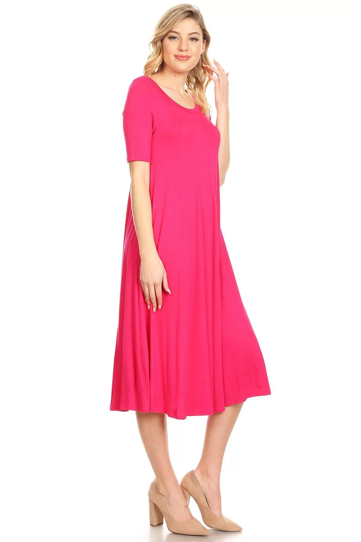 Women's A-Line Short Sleeve Jersey Knit Relaxed Fit Maternity Dress S-3XL