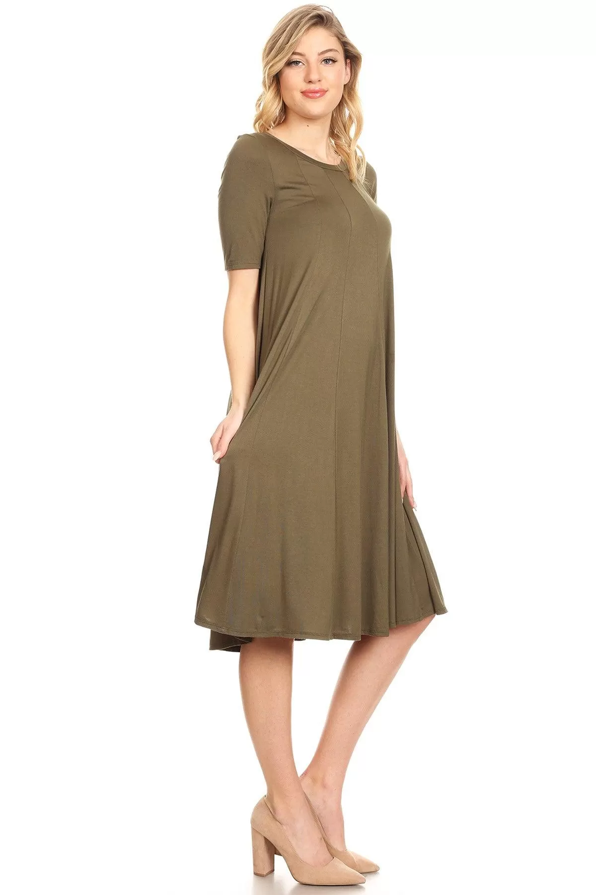 Women's A-Line Short Sleeve Jersey Knit Relaxed Fit Maternity Dress S-3XL