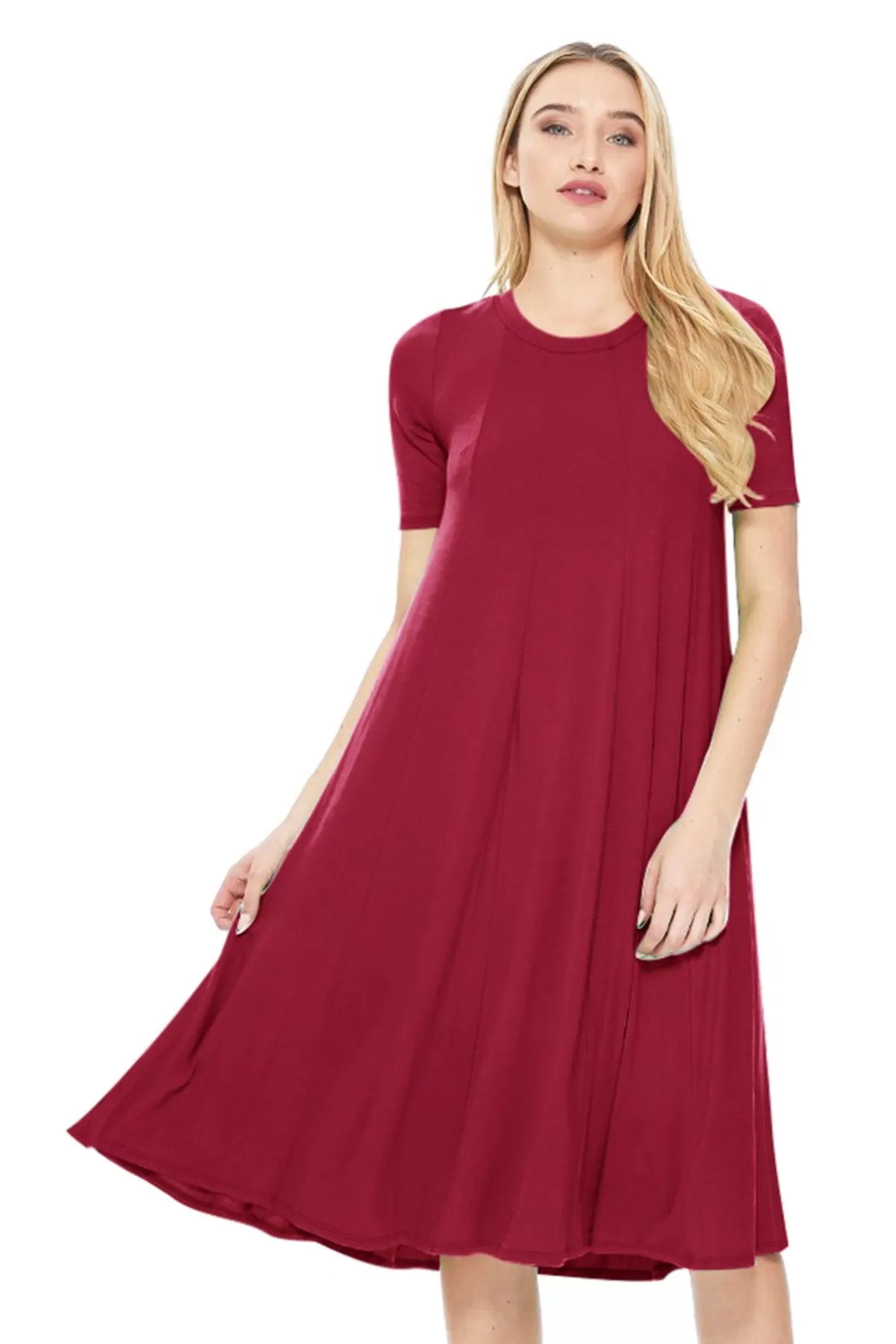 Women's A-Line Short Sleeve Jersey Knit Relaxed Fit Maternity Dress S-3XL