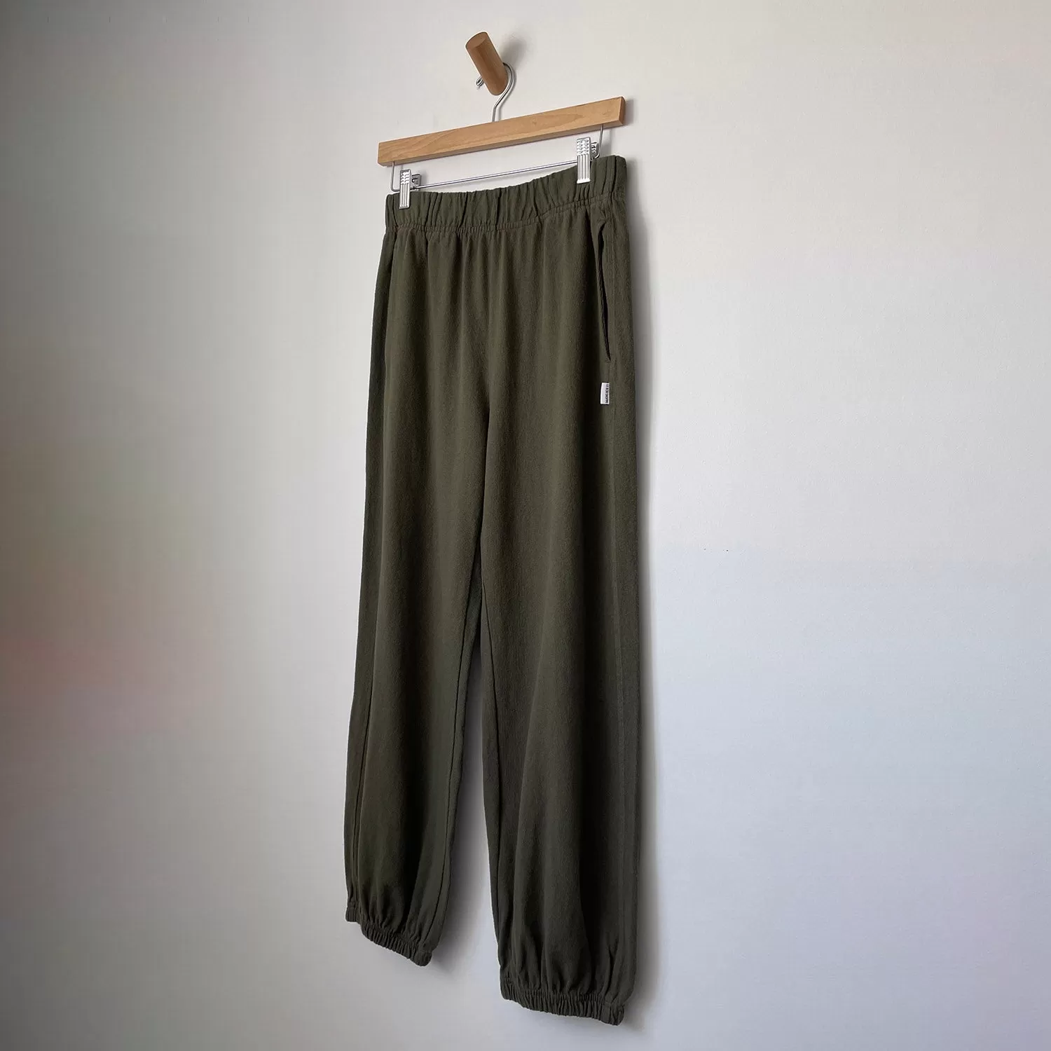 Womens Cotton Balloon Pants - Olive Green