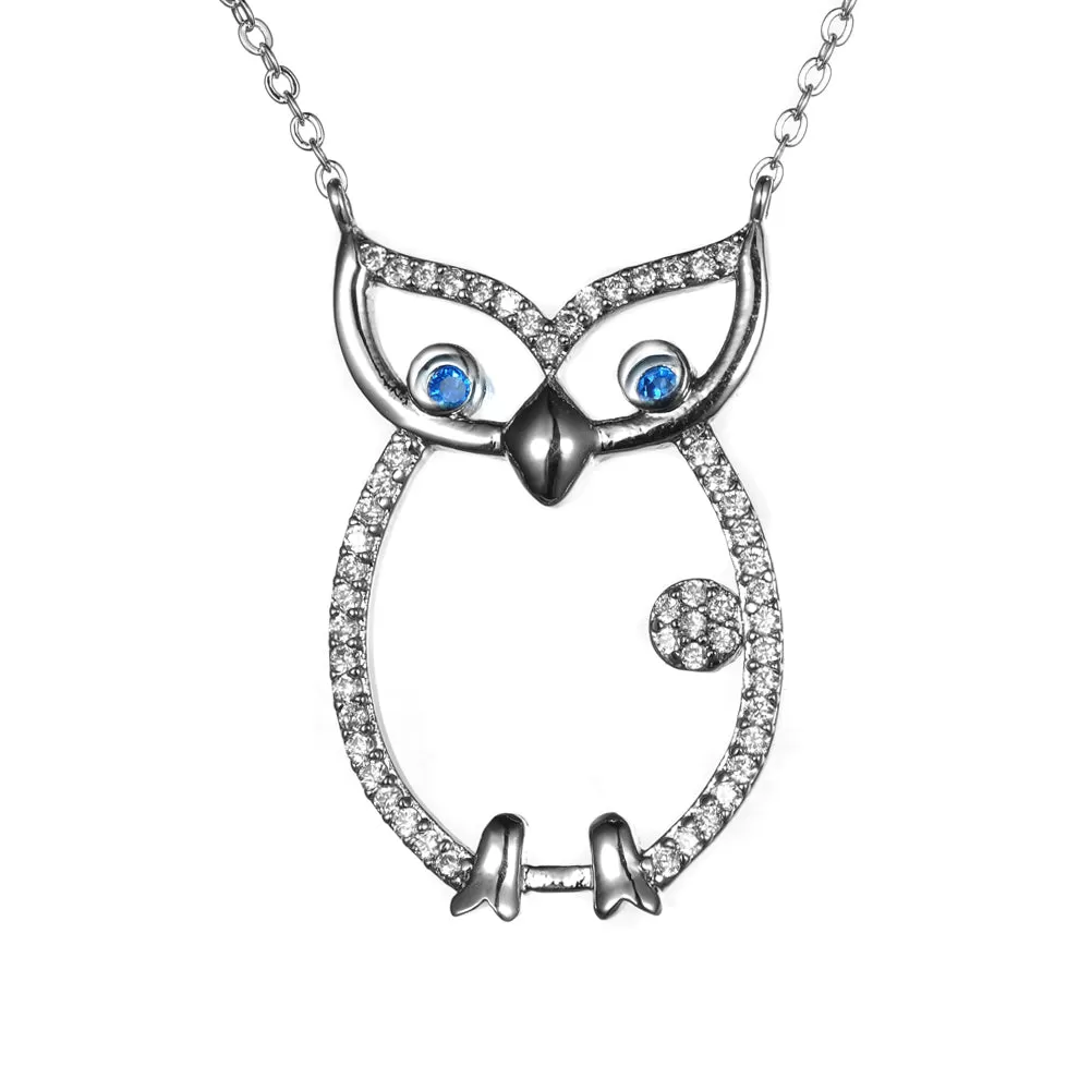 Women's Fashion Animal Owl CZ Pendant Necklace