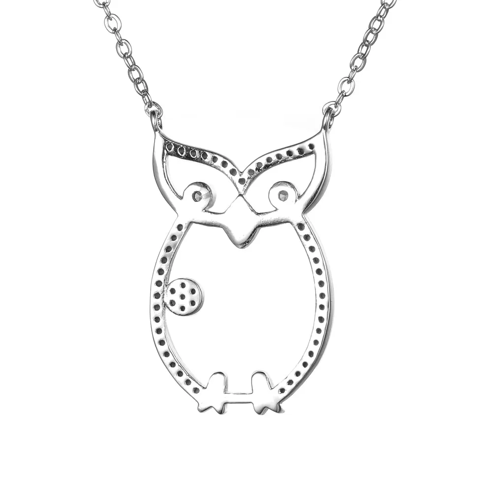 Women's Fashion Animal Owl CZ Pendant Necklace