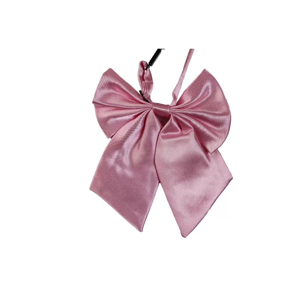 Womens Plain Light Pink Shirt Collar Bow Tie