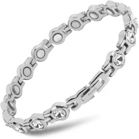 Women's Silver Crystal Magnetic Therapy Bracelet