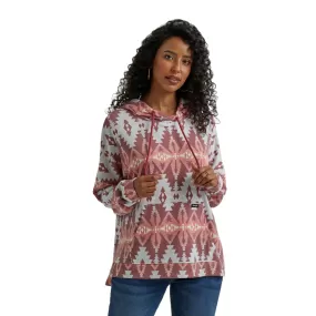 Women's Wrangler Retro Americana Blue Aztec Printed Pullover Hoodie