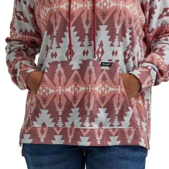 Women's Wrangler Retro Americana Blue Aztec Printed Pullover Hoodie