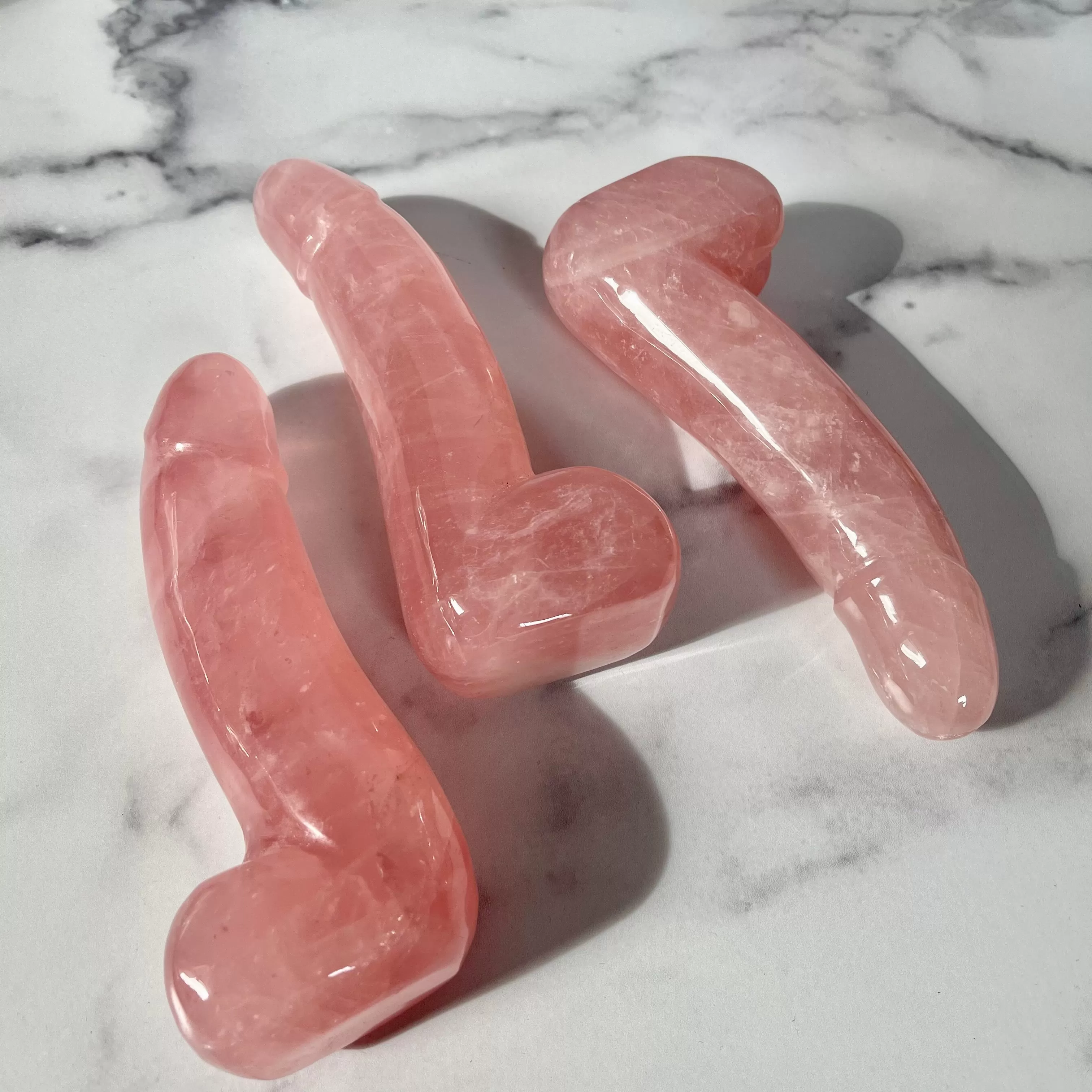 XL Rose Quartz Phallus 7 Inch