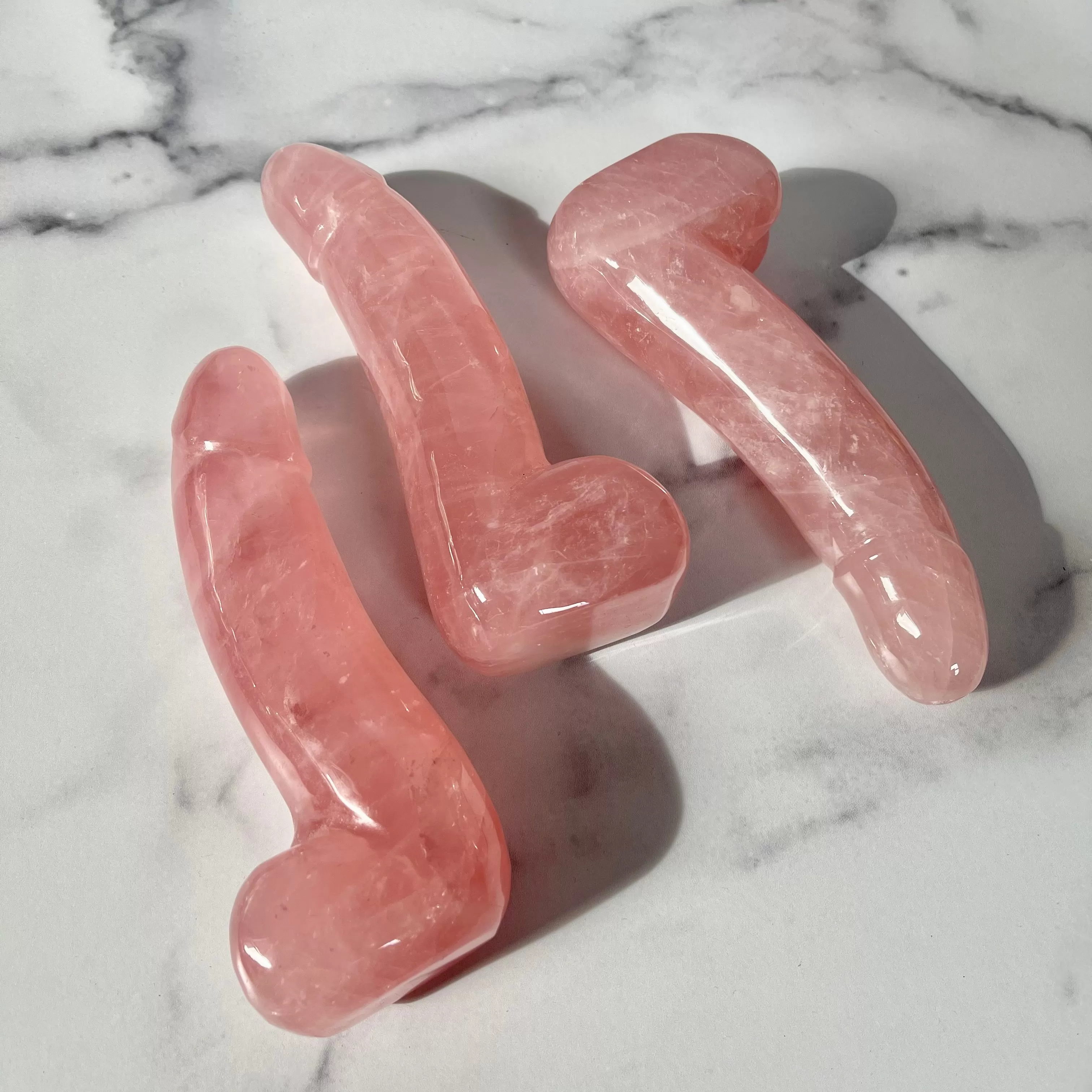 XL Rose Quartz Phallus 7 Inch