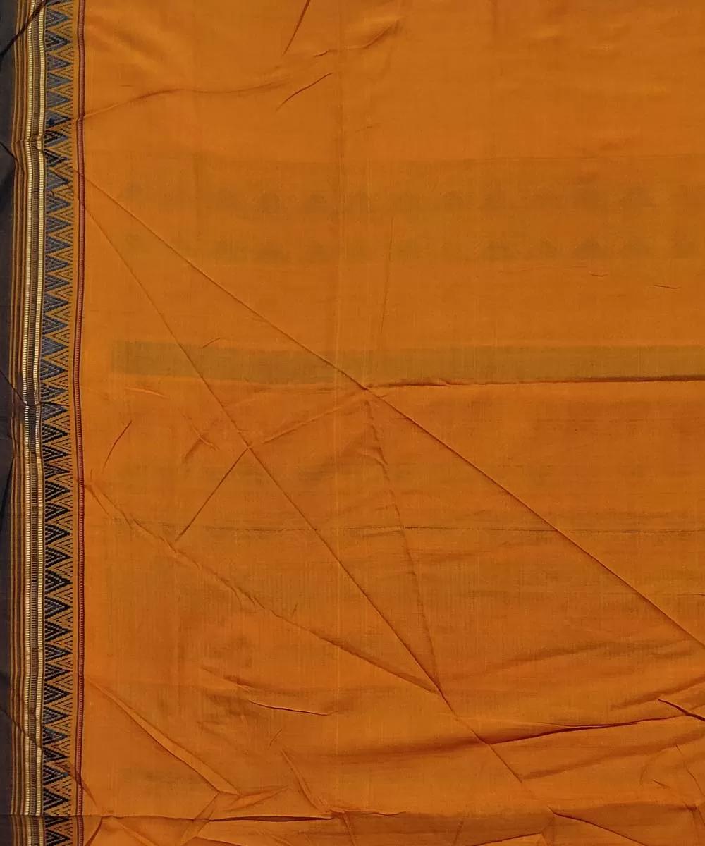 Yellow black cotton handloom dongoria saree