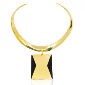 Zohali Brass and Horn Choker Necklace